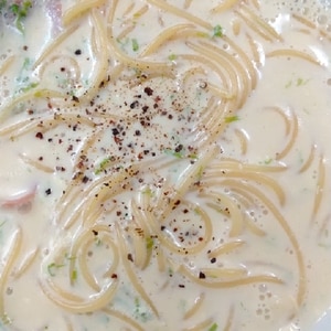 簡単フライパンだけで作る★豆乳スープパスタ